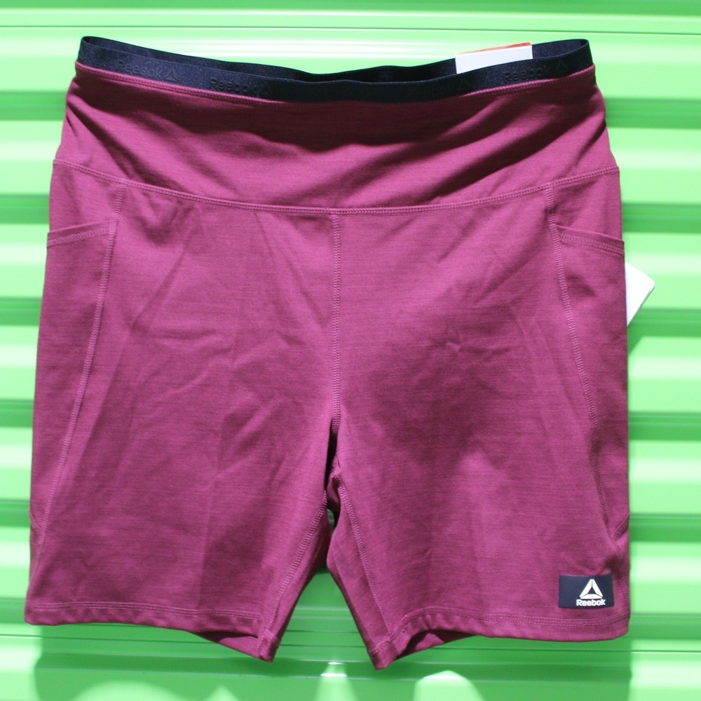 Reebok Performance High Rise Fitted Shorts Raspberry Fudge Heather XL REW233SH02